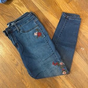 Embroidered High Rise Jeans